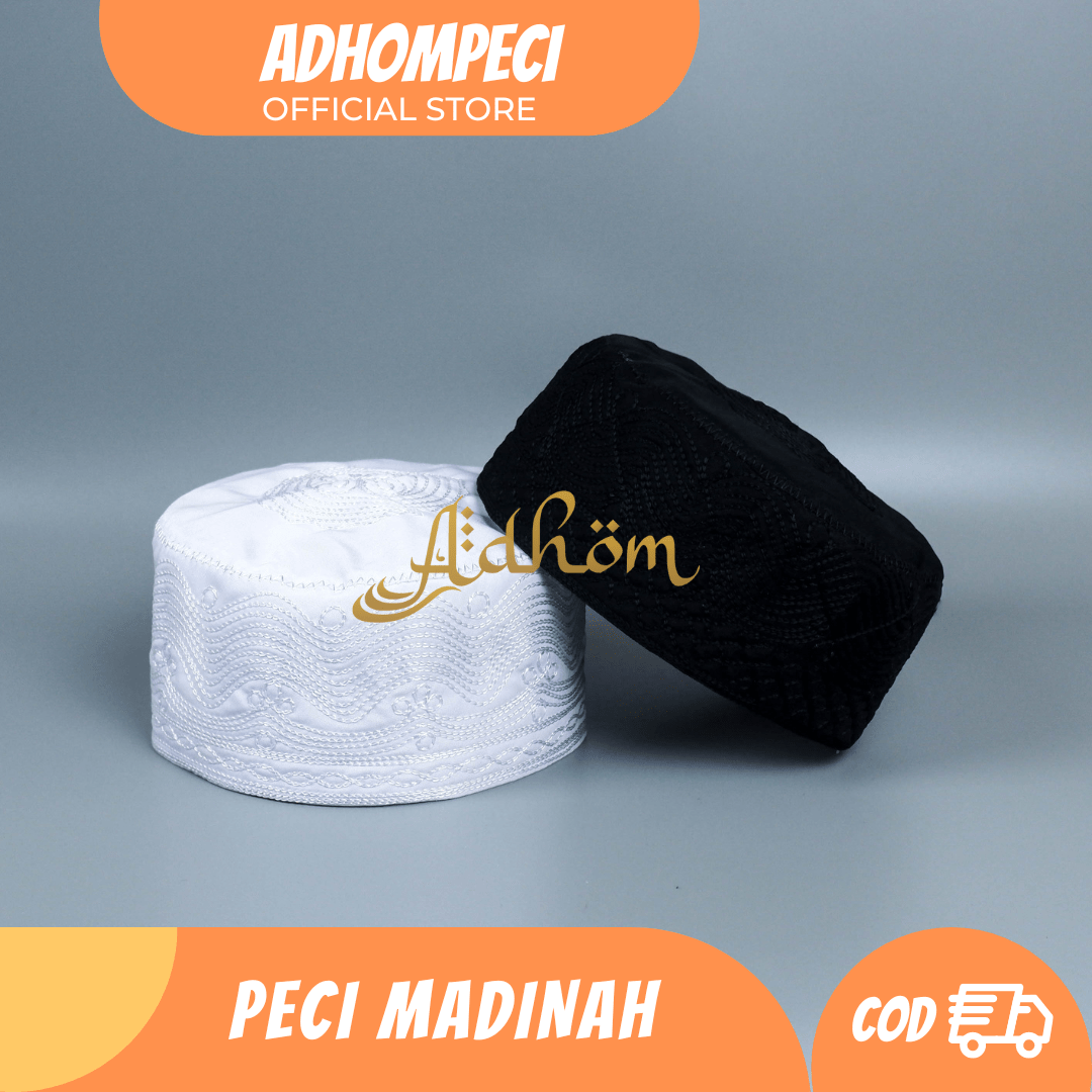 Grosir Kopiah Madinah Bulat Hitam Putih - Gambar 2