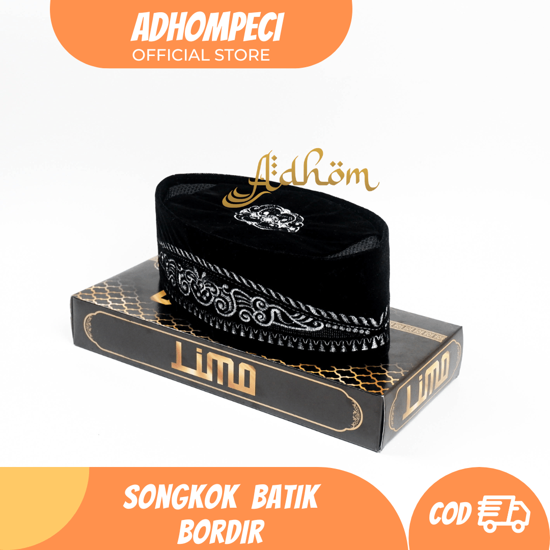 Grosir Songkok Hitam Batik Bordir AC - Gambar 2