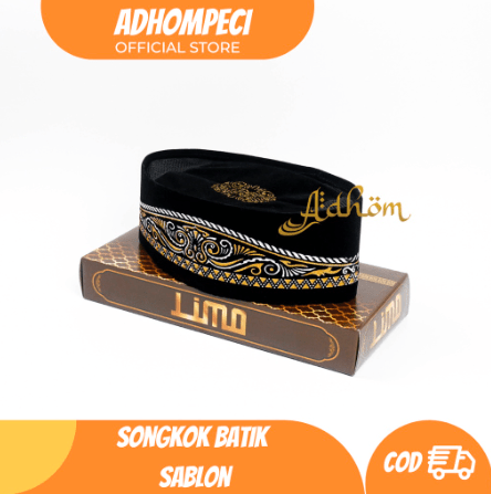 Grosir Songkok Hitam Batik Sablon - Gambar 2