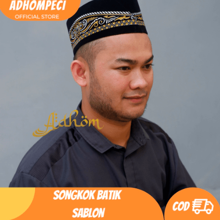 Grosir Songkok Hitam Batik Sablon